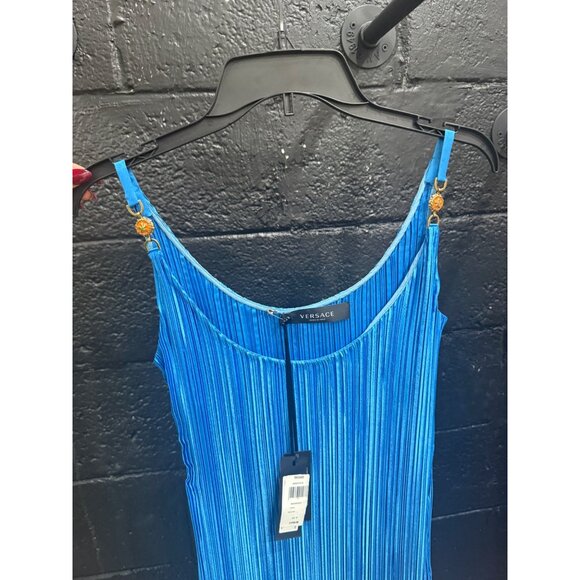 NEW Versace Blue Plisse Dress Size - Picture 3 of 7